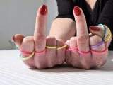 hands and colorful ribbons