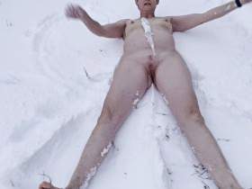 Snow angel with ice dildo