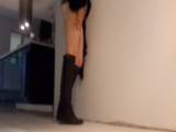 Weiße Nylons Stiefel Poop