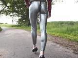 Silver zip leggings