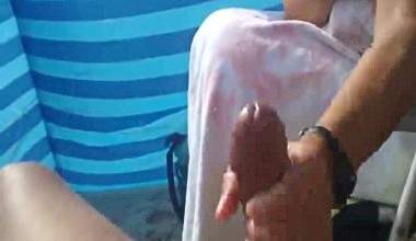 Handjob on the Beach!