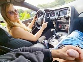 JERKING OFF WHILE DRIVING?! PERVERT HITCHHIKER BRAVELY CUMS IN THE CAR!