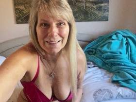 Without makeup in red lingerie