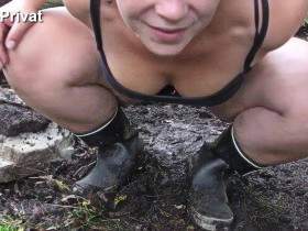 Gardening in rubber boots