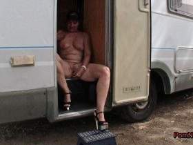 Fucked in the camper at the campsite and sucked out of Parisian sperm.