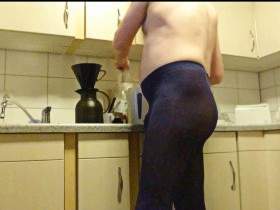 Coffee in blue tights 1 ** FAN Video 5 **