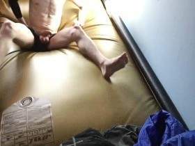 Wank and cum on waterbed 2