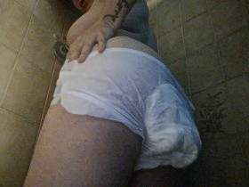 Big dirty diaper in the shower