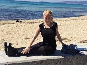 Stretching at the seafront
