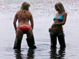 With Christina in Waders and shiny bikinis in river
