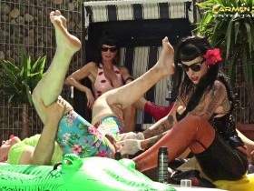 Carmen Rivera & Lady Vampira are celebrating a party with their slaves in the Femdom Empire Part 4