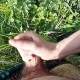 Outdoor spontaneous cock jerk off - squirted into my hair strand