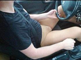 In the morning in tights in the car 1