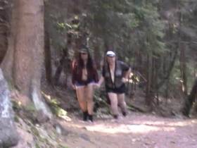 2 lesbians run half naked through the woods