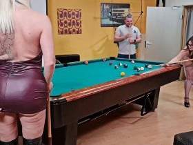 Holed. The game of pool ends in a fuck party