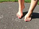 Footwalk in public walk with my dirty feet
