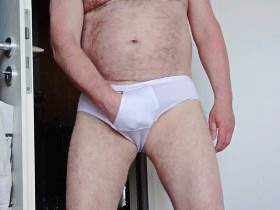 Short solo fun in the white underpants
