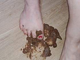 Crushing the shit sausage with your feet