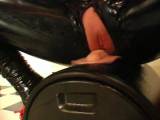 Rubber doll rides the Sybian