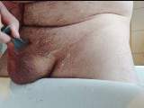 Carmen Nylonjunge shaved scrotum 2 ** left **