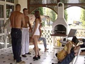 Group sex on the hotel terrace