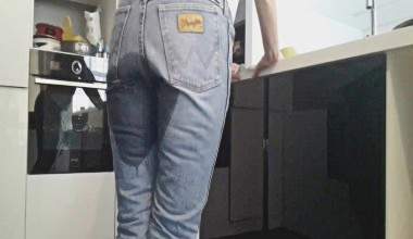 Blonde Wrangler Jeans Poop