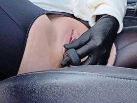 User request: Masturbation in patent leather jacket in the car and forest