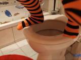 Pissing in orange socks