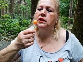 Lolly sucking in the forest