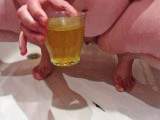 The best pee drink from mature hairy pussy!