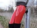 Red vinyl leggings and overknees, 3rd part