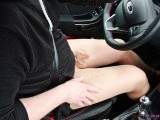 Hot in pantyhose driving a car