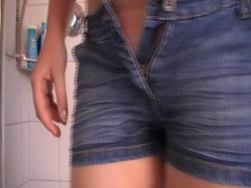 relish pissing in jeans hot pants