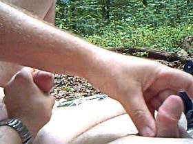 Mutual wanking outdoor