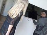 A TV technician fucked me and filled my hot pussy with his cum! Part 1
