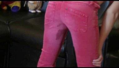 Red Messy Jeans Poop