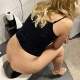 Blonde shitting on the toilet