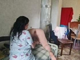 The black-haired girl licks ass