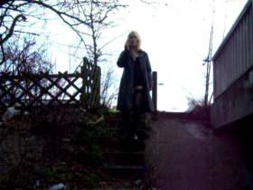 outdoor pissing on the stairs