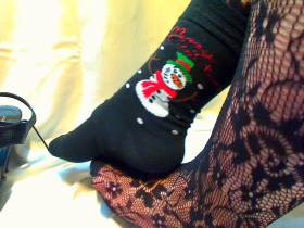 Feet socks and Christmas Snowman