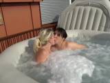Two lesbians in the hot tub