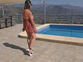 Competa 23 hot pissing in a red snake dress