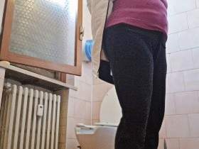 Pee and fart in public toilet after walk 4K