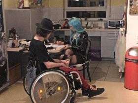 Slave in wheelchair worshiped his divine mistress - NS, Smoking, Spitting, UserDreh 1