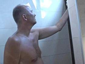 My husband jacks off while showering