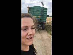 Piss the farmer in front of the trailer!