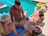 3 dauerfeuchte Muschis am Hotelpool! Waterboarding mal anders! Teil 6