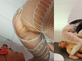 The slave's face is completely full of shit