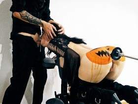 Halloween video - fucked by my anal sex machine until I piss with pleasure Throatpie Blowjob