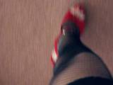 few steps in red heels ...